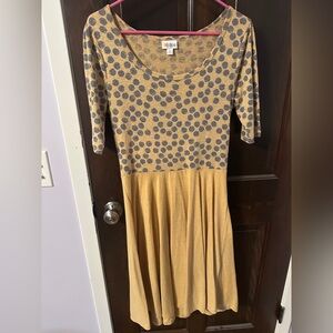 Lularoe Yellow and Gray Polka Dot Dress - Nicole